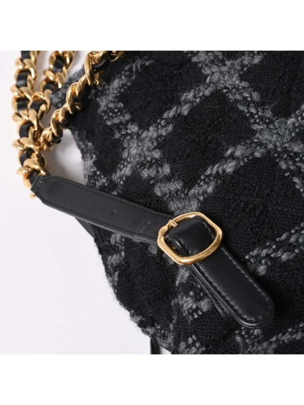 Chanel Tweed Dumas Backpack Base CC Logo Black Gray